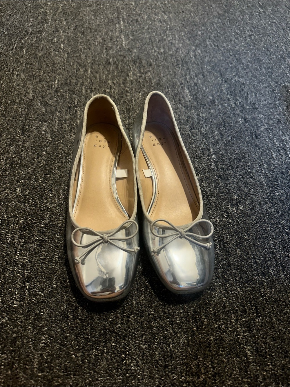 a new day Metallic Silver Ballet Flats with Bow